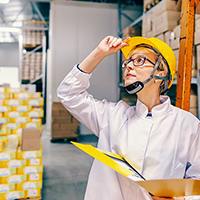 female engineer looking up to her roof